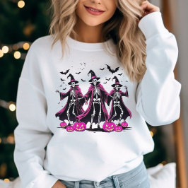 Skeleton rosa bailando Camisa de sudadera de bruja
