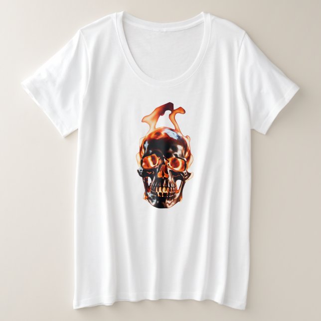 Skeleton Skeleton en llamas retro muerto (Anverso del diseño)