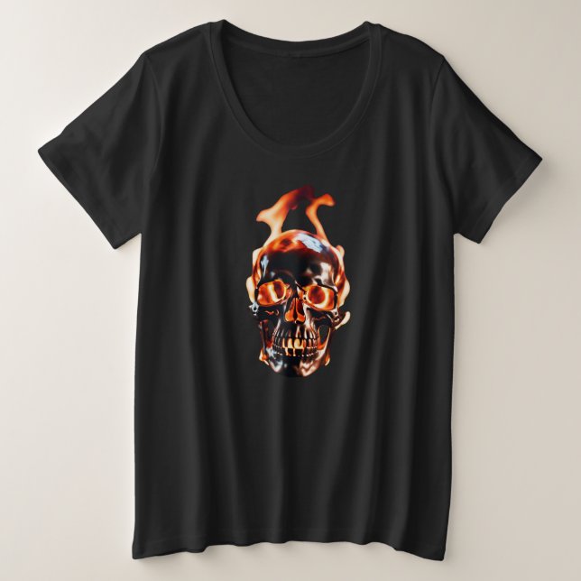 Skeleton Skeleton en llamas retro muerto (Anverso del diseño)