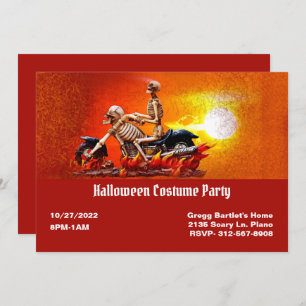 Skeleton Sobre Invitación A Halloween En Moto