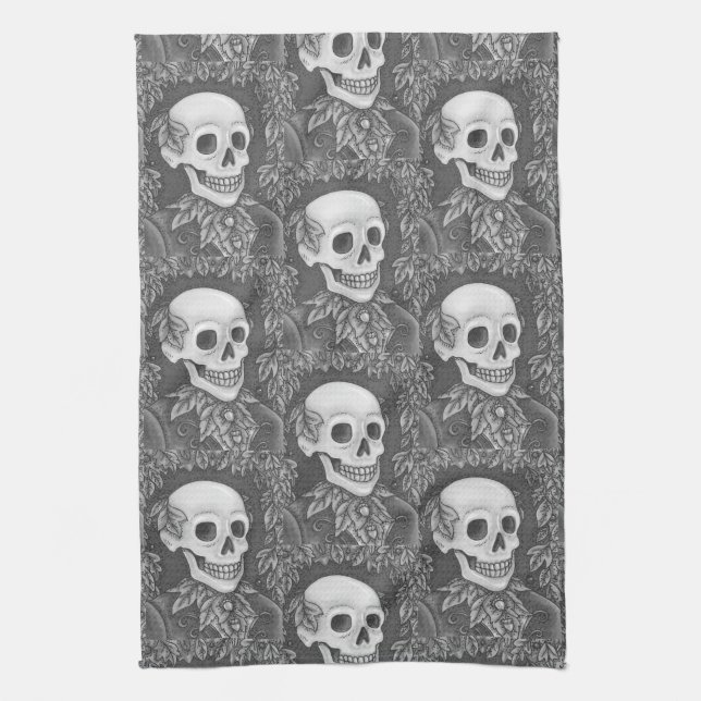 SKELETON, TOALLA DE COCINA GENTEMÁTICA GÓTICA (Vertical)