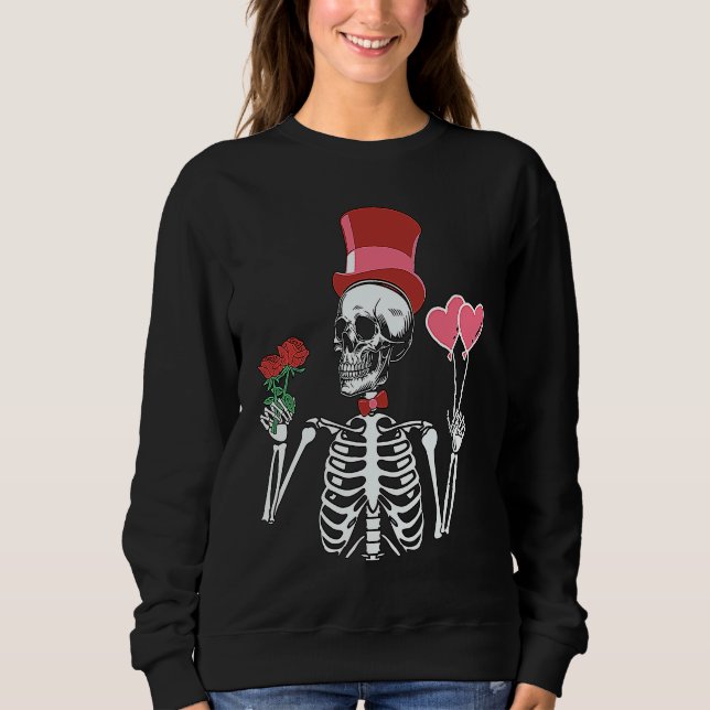 Skeleton Top Hat Rose Valentines Day Skeleton Bone (Anverso)