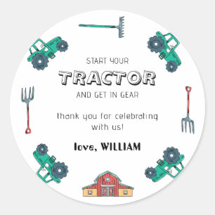 Sketchy Green Tractor Farm Boy Birday Pegatina