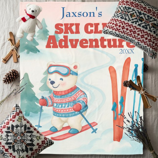 Ski Club Adventure Name Polar bear (Ski Club Adventure Name Polar bear Fleece Blanket)