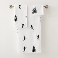 Skiing Modern Black & White Ski Skiers Theme  