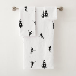 Skiing Modern Black & White Ski Skiers Theme  