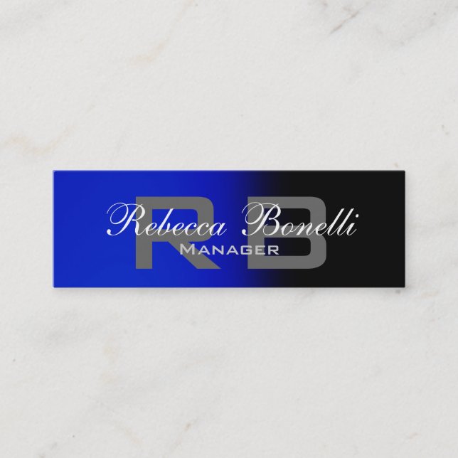 Skinny Black Blue Gray Monogram - Tarjeta de visit (Anverso)