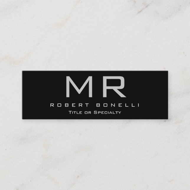 Skinny Black Gray Monogram - Tarjeta de visita (Anverso)