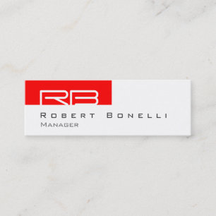 Skinny Red White Monogram Manager Tarjeta de visit