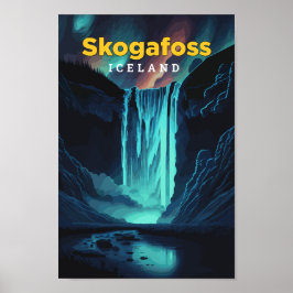 Skogafoss Islandia Ilustracion de arte de viajes