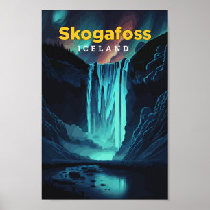 Skogafoss Islandia Ilustracion de arte de viajes
