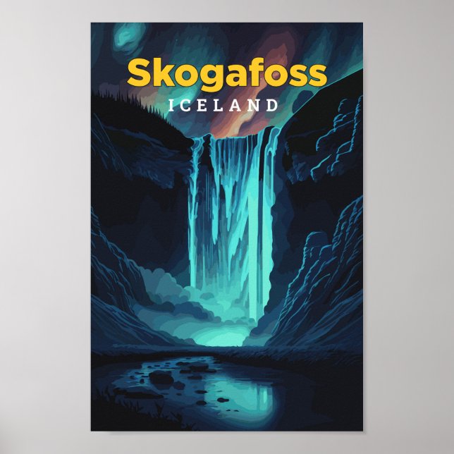 Skogafoss Islandia Ilustracion de arte de viajes (Frente)