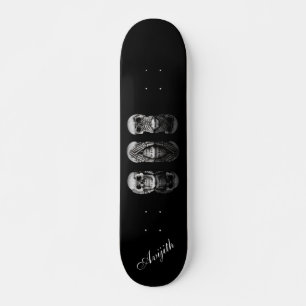 Skull Black Blue Modern Personalizado Skateboard