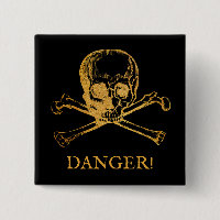 Skull & Crossbone | Botón | Texto Personalizado | 