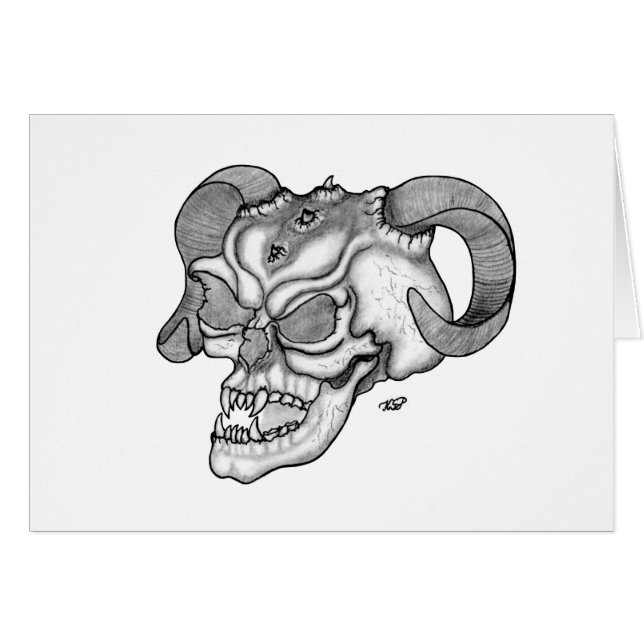 Skull Devil Head Diseño en blanco y negro (Anverso (Horizontal))