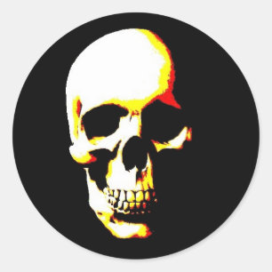 Skull Fantasy Art Rocker Round Pegatina
