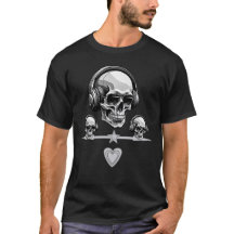 Skull Golpea Auriculares Camiseta De Música Gótica
