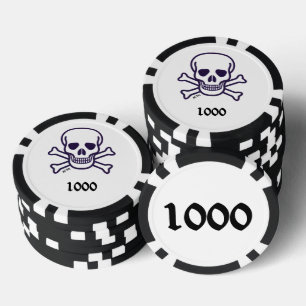 Skull n Bones 1000 chip de póquer a rayas