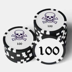 Skull n Bones 100 chip de póquer a rayas