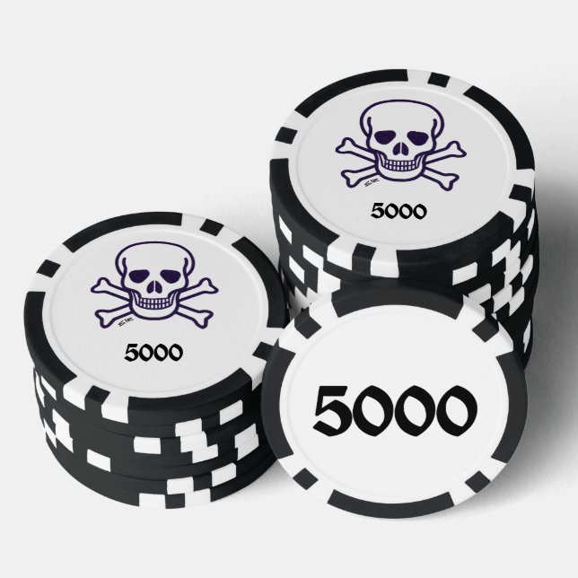 Skull n Bones 5000 chip de póquer a rayas (Pila)