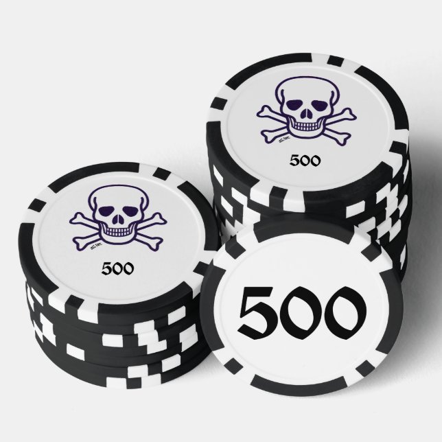 Skull n Bones 500 chip de póquer a rayas (Pila)