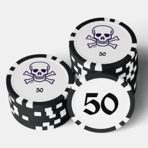 Skull n Bones 50 chip de póquer a rayas