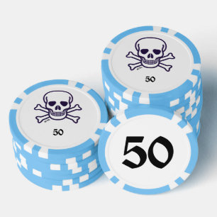 Skull n Bones 50 chip de póquer de rayas azules cl
