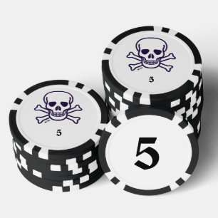 Skull n Bones 5 chips de póquer a rayas