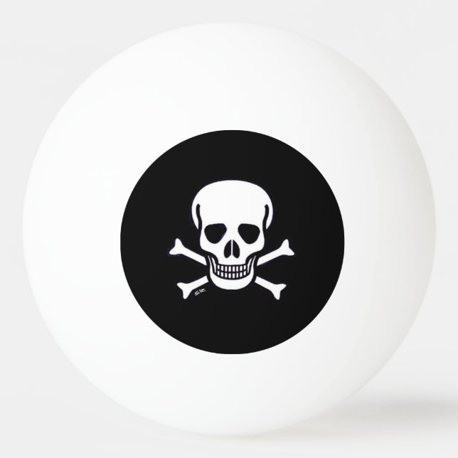 Skull n Bones Black 1 estrella bola de ping pong (Anverso)