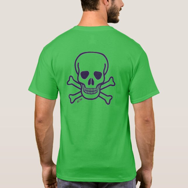 Skull n Bones hombres camiseta transparente verde  (Reverso)