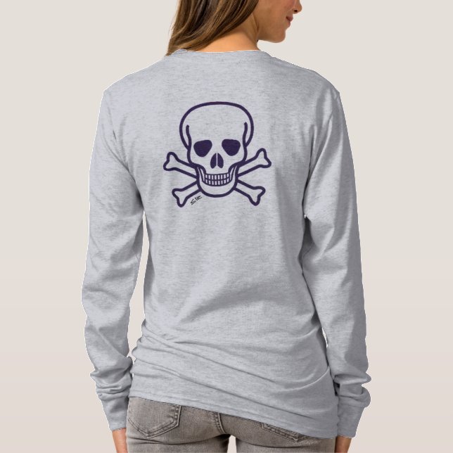 Skull n Bones mujeres camiseta de manga larga gris (Reverso)