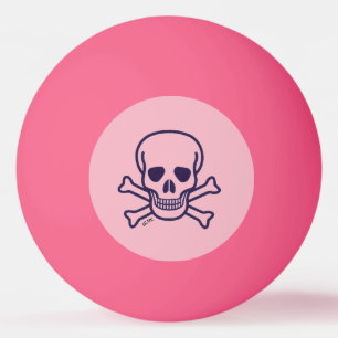 Skull n Bones Pink sobre la bola rosa de ping pong