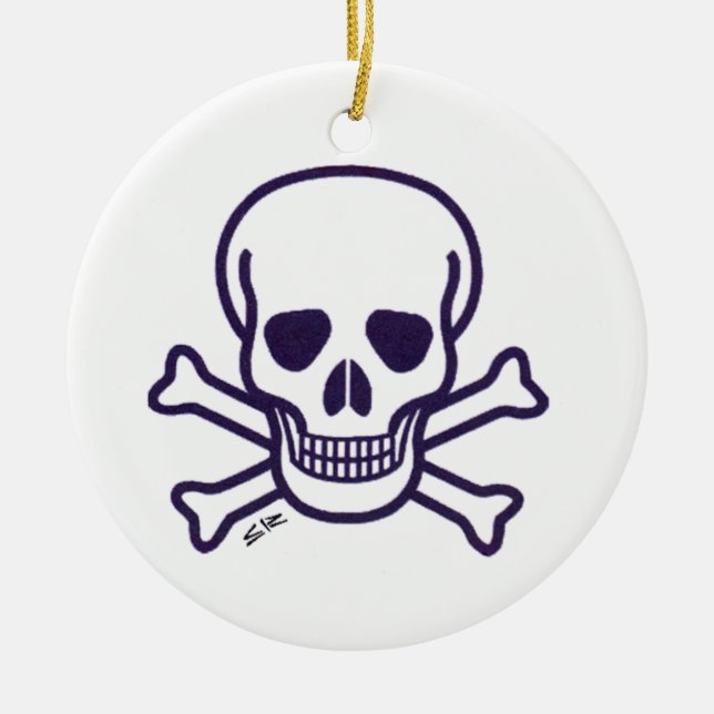 Skull n Huesos alrededor de adorno cerámico (Frente)