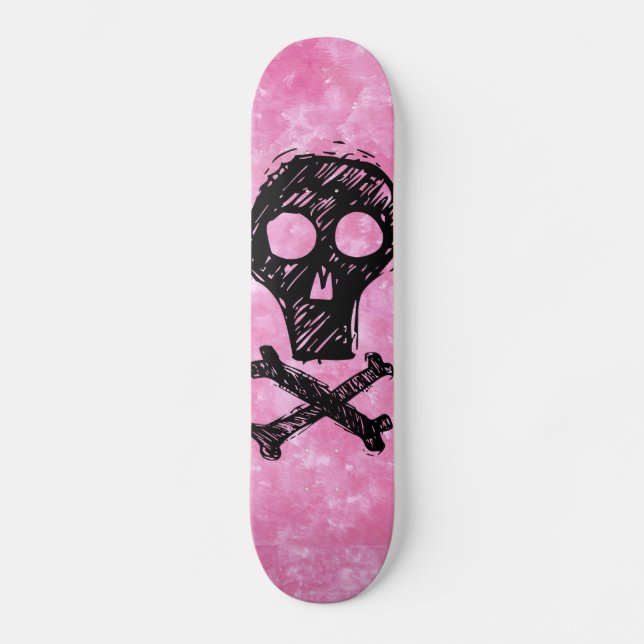 Skull negro Pink sky skateboard deck (Anverso)