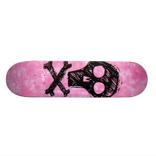 Skull negro Pink sky skateboard deck