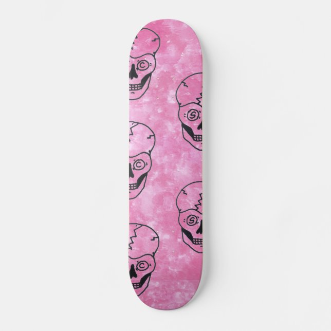 Skull negro Pink sky skateboard deck (Anverso)