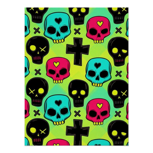Skull Pattern Glossy Poster (Anverso)