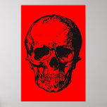 Skull Red Pop Art Fantasy Arte Fuerte Metalizado<br><div class="desc">Poster de Skeleton de arte fantasmal - Arte pop del colegio de rock Metalizado negro y blanco</div>