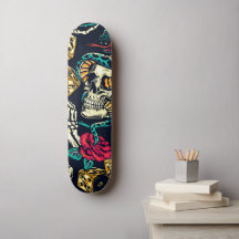 Skull & Roses Skateboard