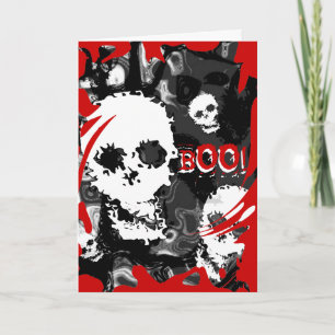 Skull Specters B&W giratoria roja 'BOO!' tarjeta d