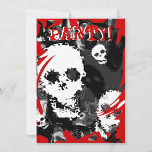 Skull Specters B&W swirl rojo invitación "Fiesta"