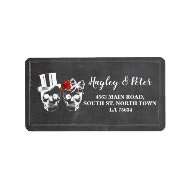 Skulls Rosa Rústica Etiquetas de direcciones Pegat (Frente)