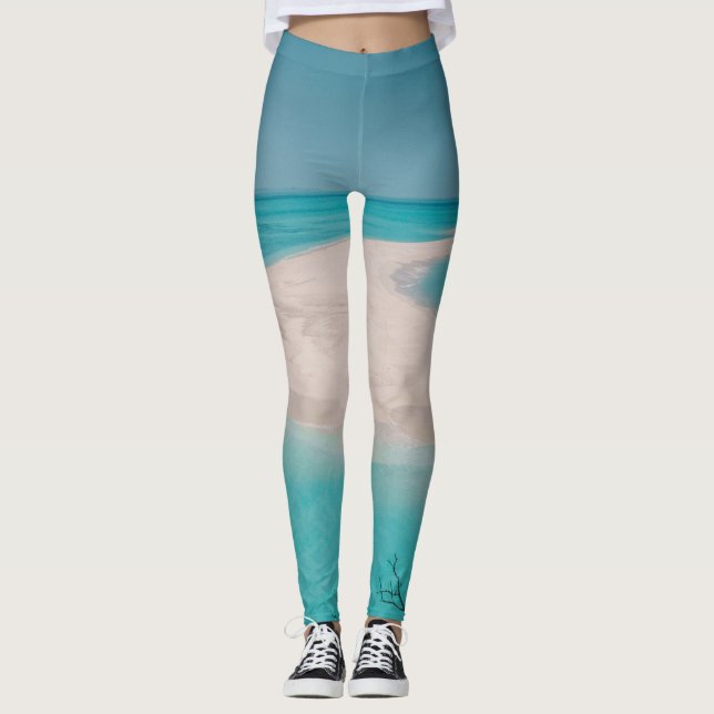 "Sky Blue Beach Vibes Leggings - Perfecto (Anverso)