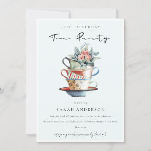 Sky Blue Cups Cualquier Edad Invitación Fiesta de