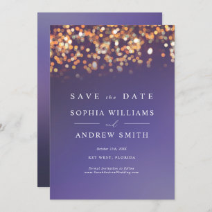 Sky Blue & Gold Save the Date Invitación