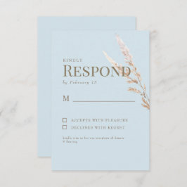 Sky Blue Gold Text Boho Wedding RSVP