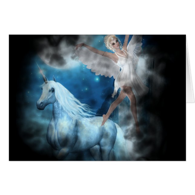 Sky Faerie Aspárrs y Unicorn Vignette (Anverso (Horizontal))