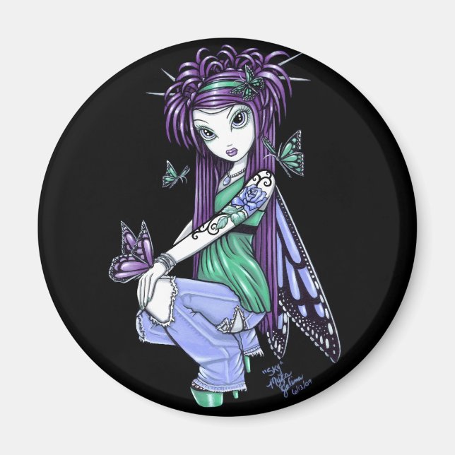 "Sky" Rosa de mariposa imán (Frente)