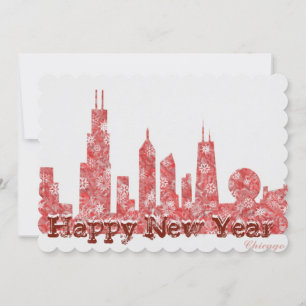 Skyline de Chicago Happy New Year elegante postal