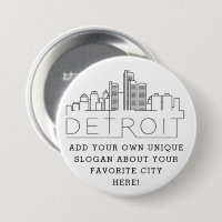 Skyline de Detroit | Botón de lema del Personaliza